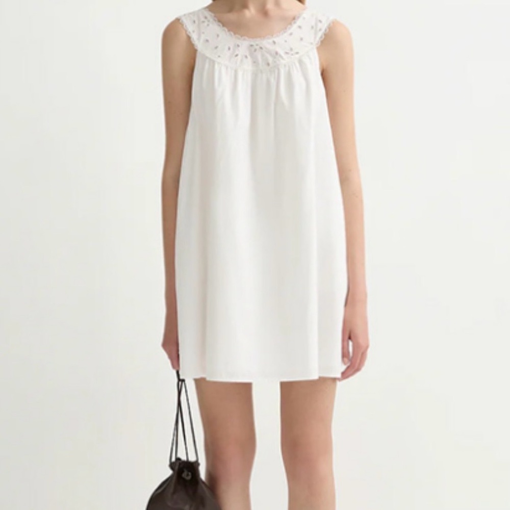 Posse Cream Sleeveless Dress with Lace Detail